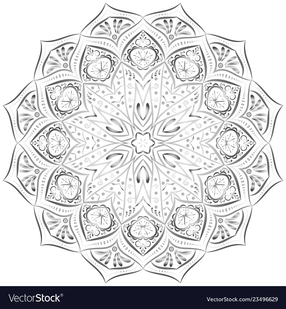 Silver mandala pattern on white background