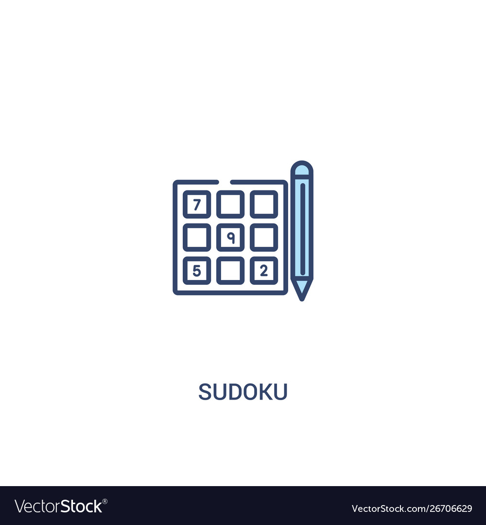 Sudoku concept 2 colored icon simple line element vector image Sudoku concept 2 colored icon simple line element