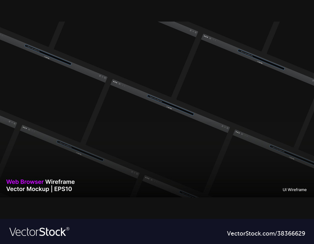 Web browser wireframe dark mockup slide vector image Web browser wireframe dark mockup slide