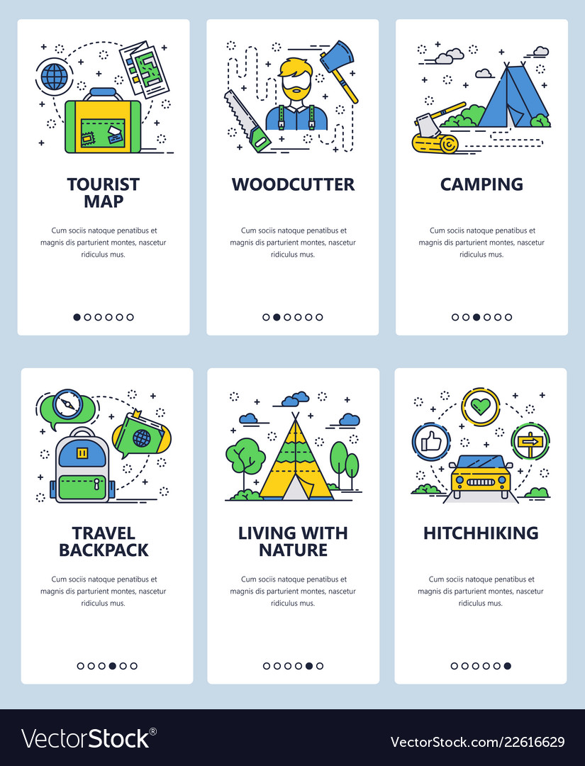 Web site linear art onboarding screens