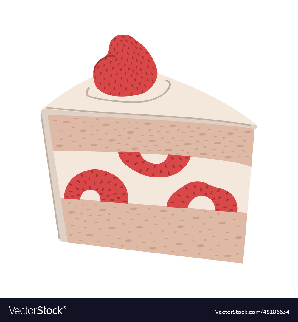 A cute slice of strawberry cake