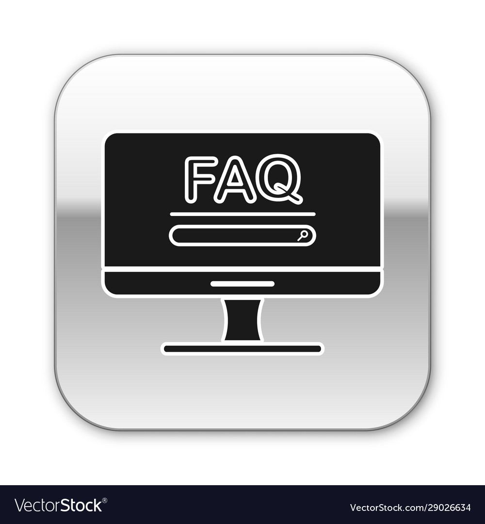 Black computer monitor with text faq information vector image Black computer monitor with text faq information