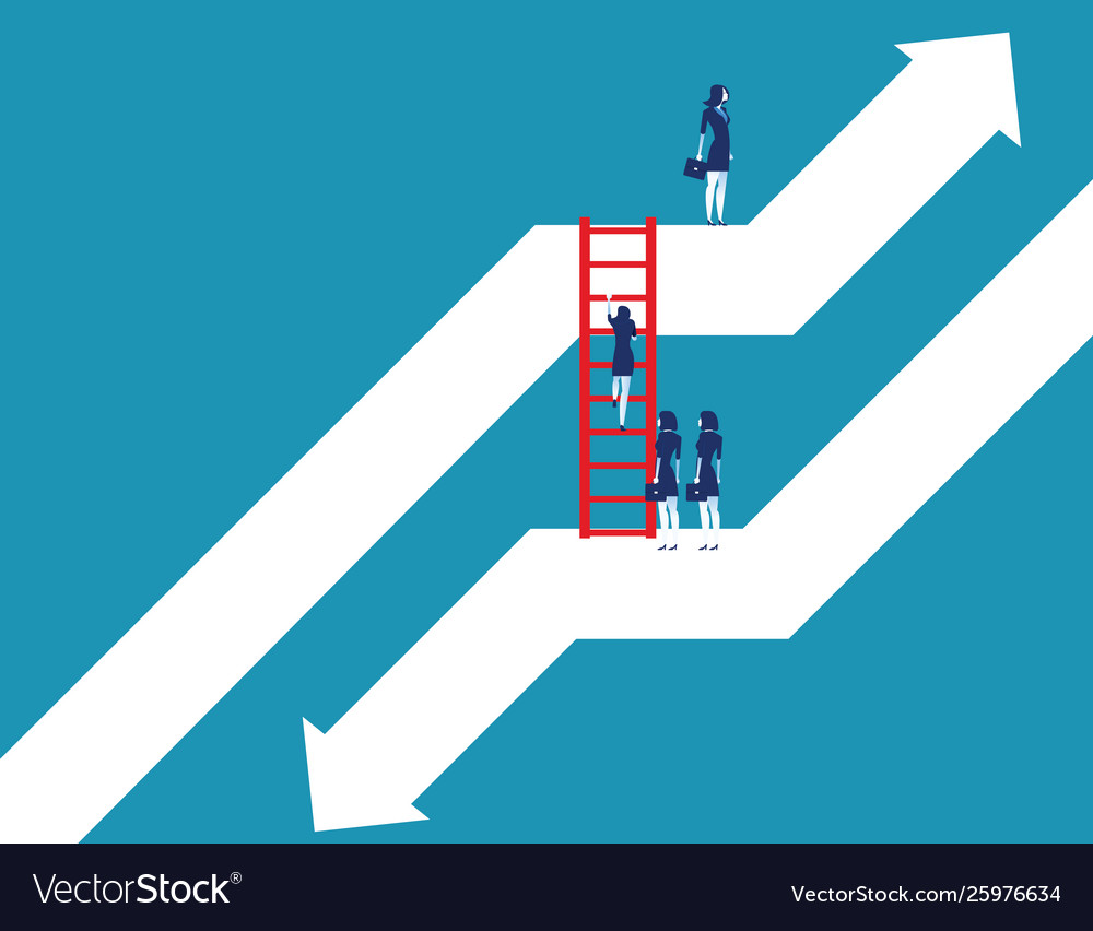 Business Team Moving Up To Growth From Down Graph Vector Image