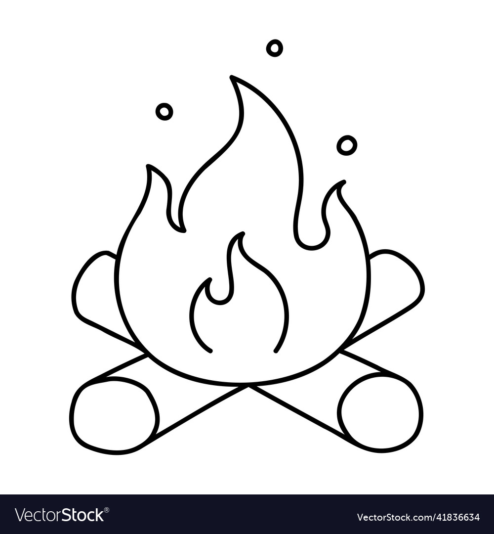 Campfire hand drawn doodle icon Royalty Free Vector Image