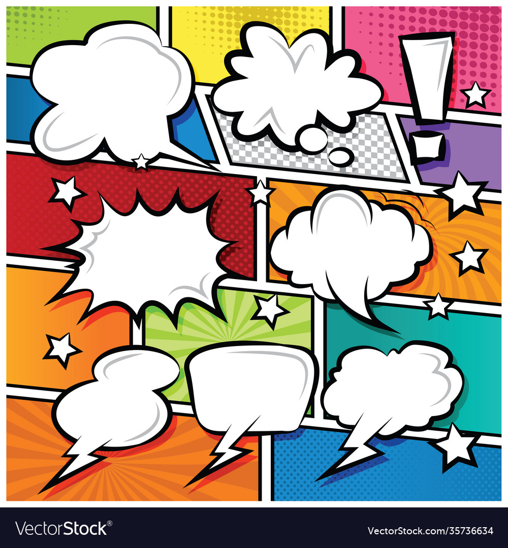 Comic speech bubbles icons collection color Vector Image