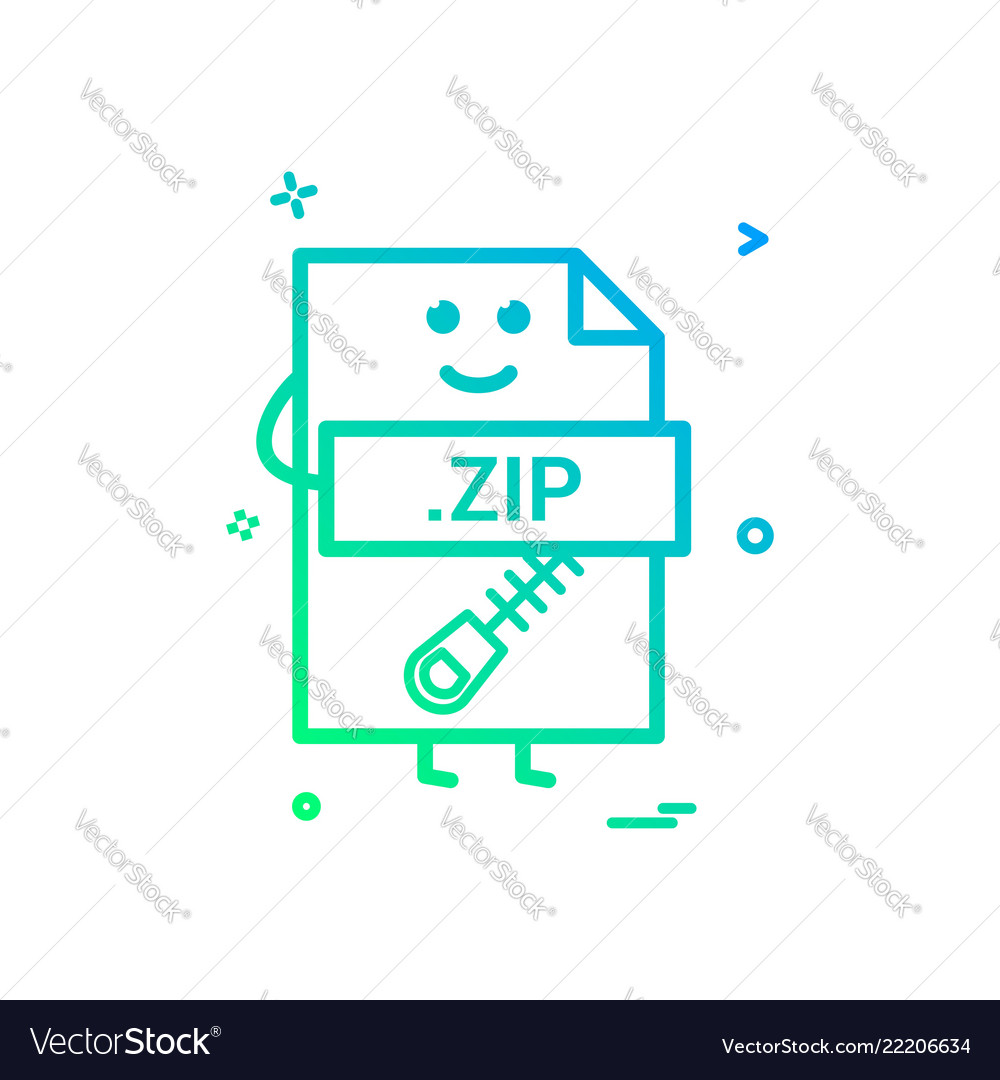 Computer zip file format type icon design vector image Computer zip file format type icon design