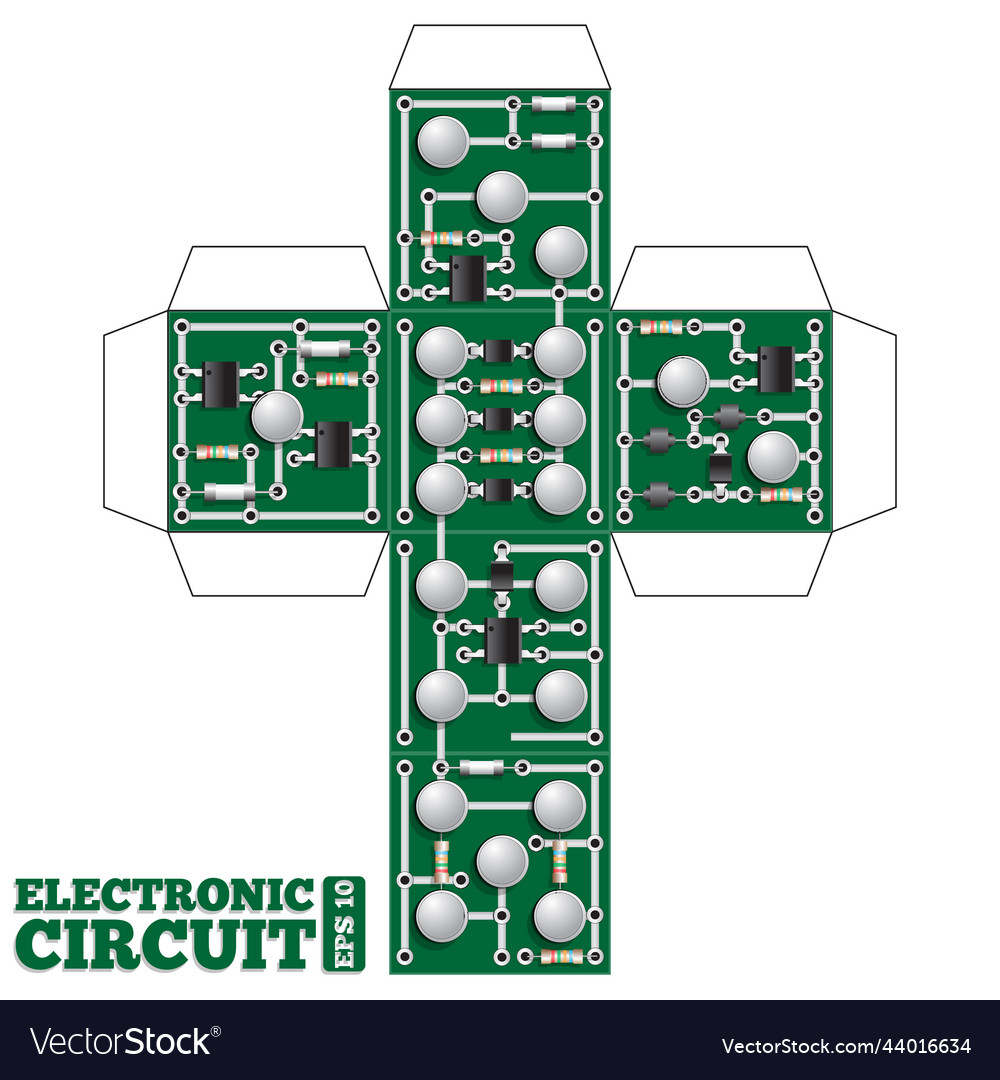 Cube in the form of an electronic circuit