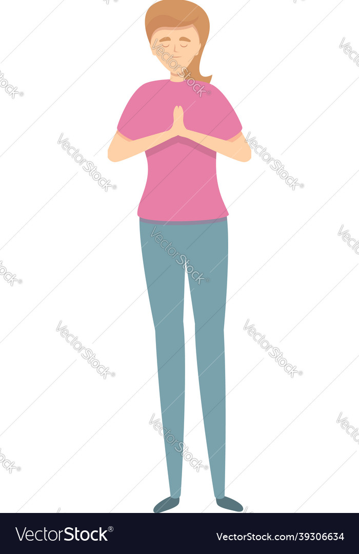 Girl meditate icon cartoon work Royalty Free Vector Image