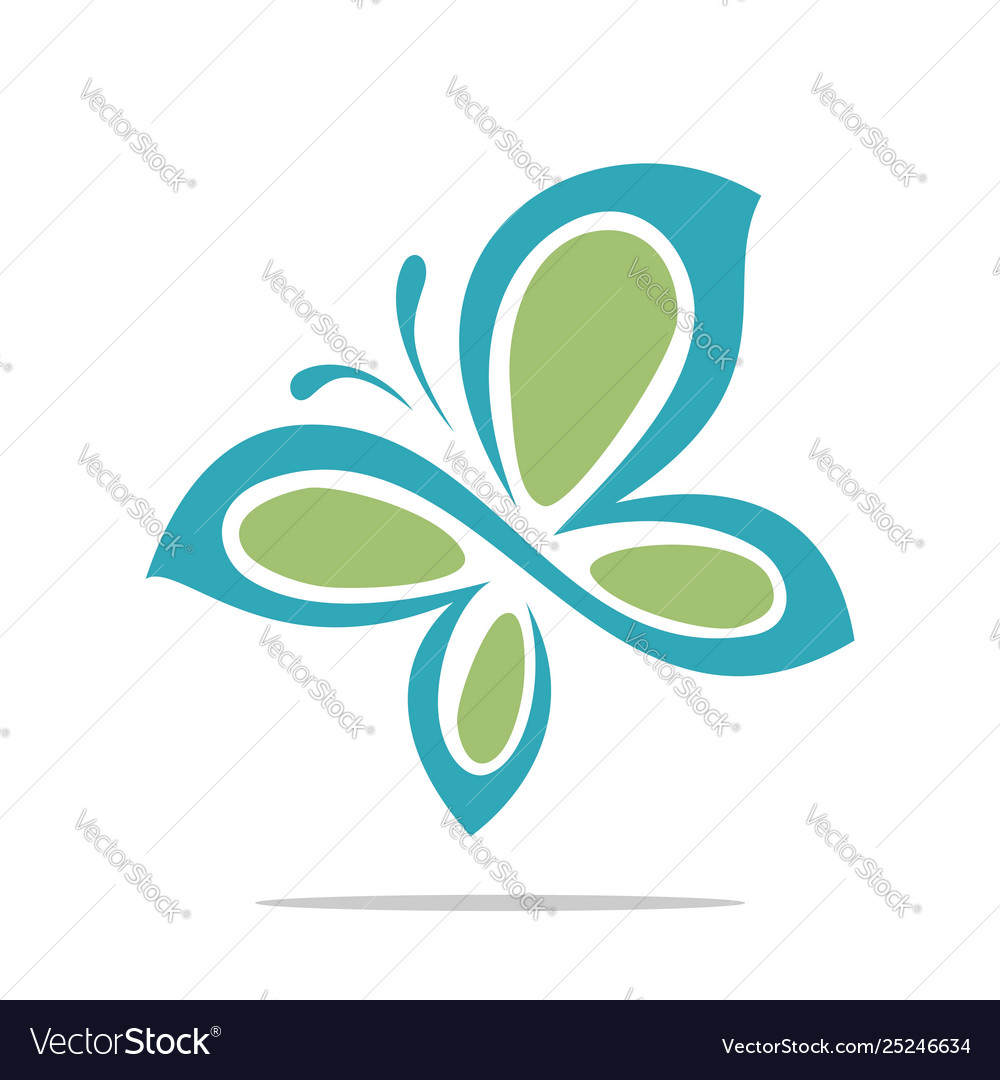 Green butterfly ornamental logo template Vector Image