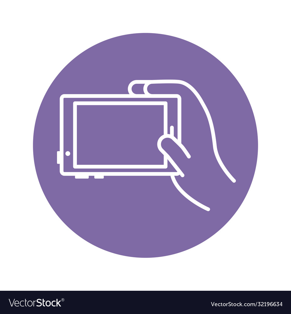 Hand using tablet device block style icon