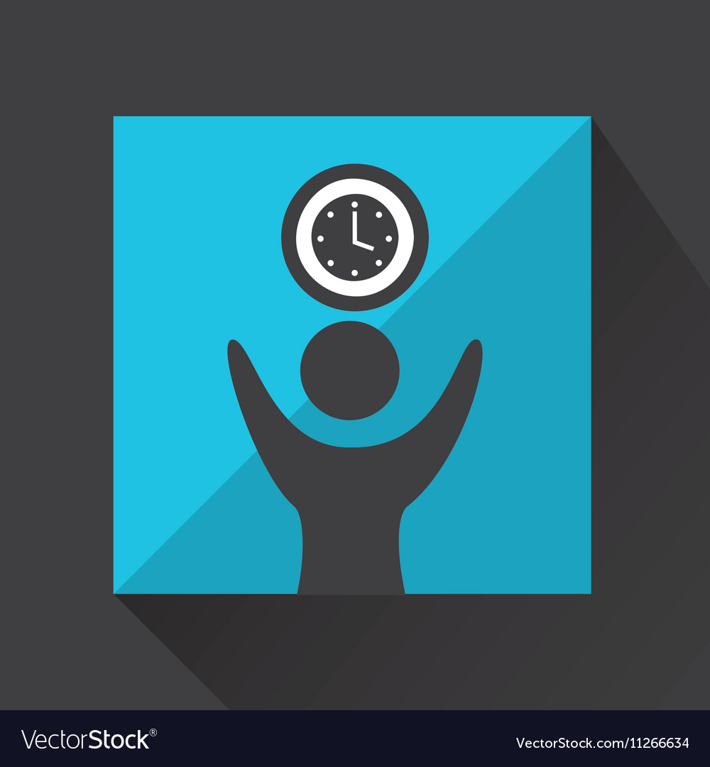 Happy man with clock timw icon