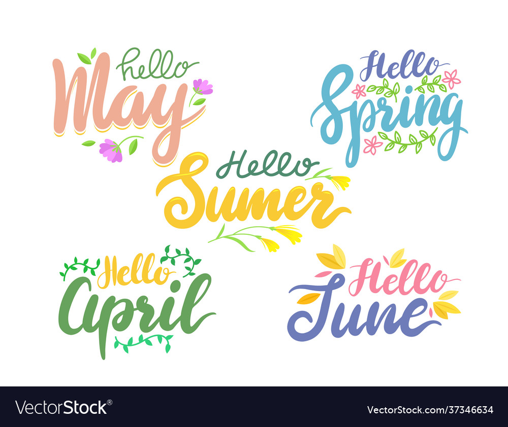 Hello summer and spring banners with lettering Vector Image