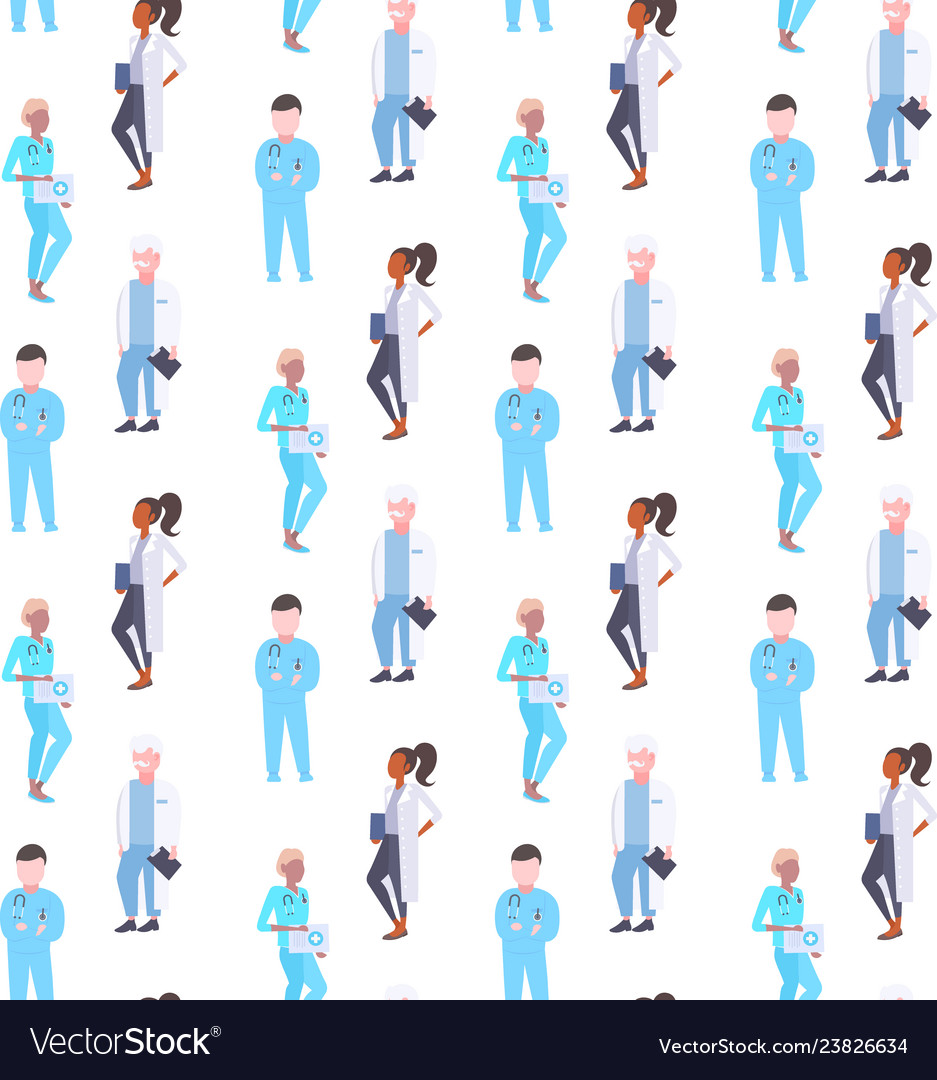 Ärztinnen mischen Rennkrankenhäuser Männer vector image Ärztinnen mischen Rennkrankenhäuser Männer