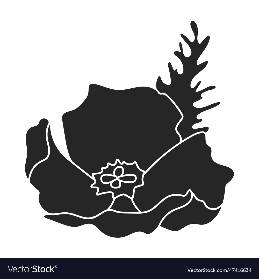 Poppy flower black icon Royalty Free Vector Image