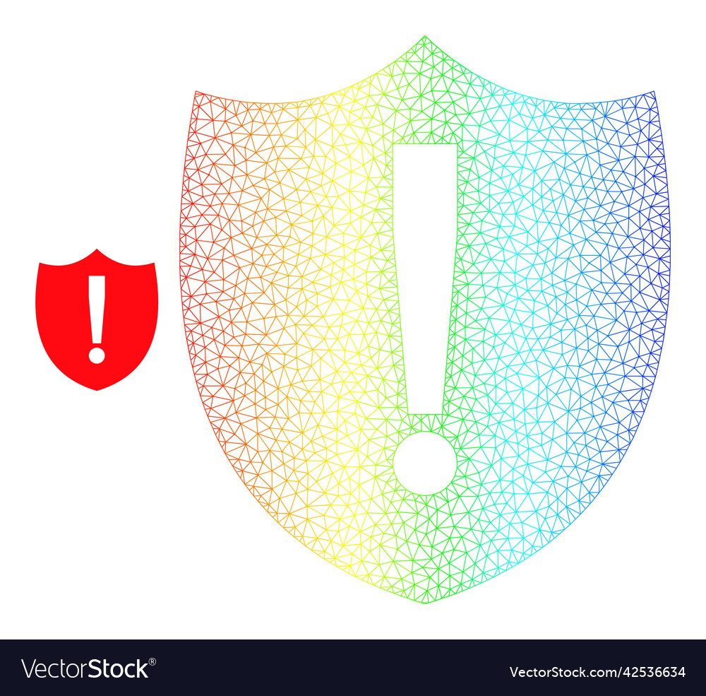Rainbow mesh gradient shield warning icon Vector Image Rainbow mesh gradient shield warning icon