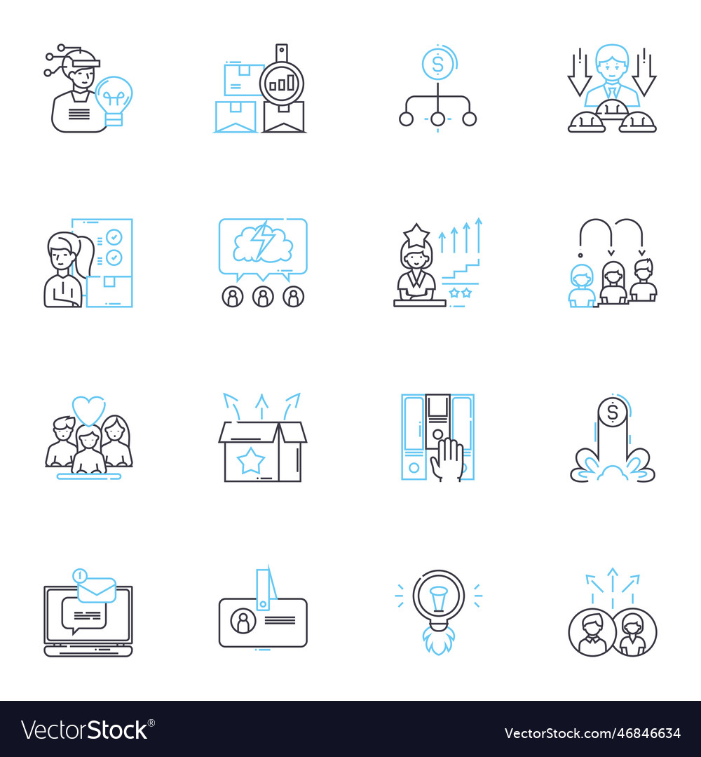 Resource management linear icons set allocation vector image Resource management linear icons set allocation