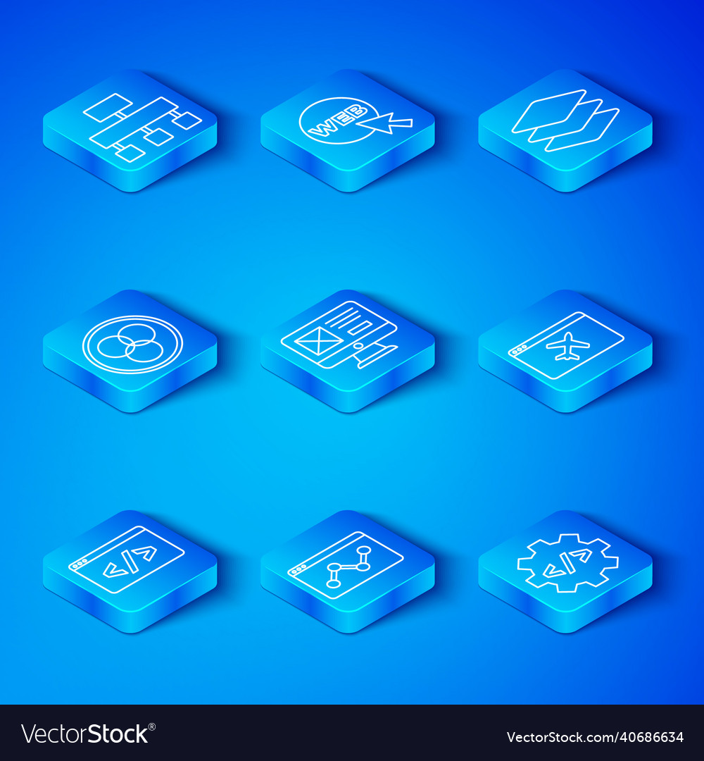 Set line front end development ui or ux design vector image Set line front end development ui or ux design