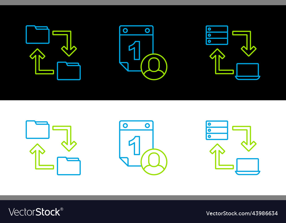 Set line online working cloud storage document Vector Image Set line online working cloud storage document