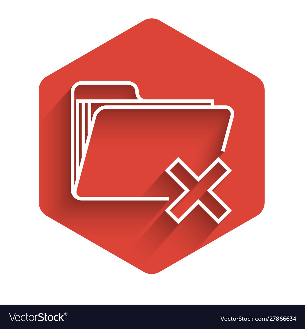 White line delete folder icon isolated with long Vector Image White line delete folder icon isolated with long