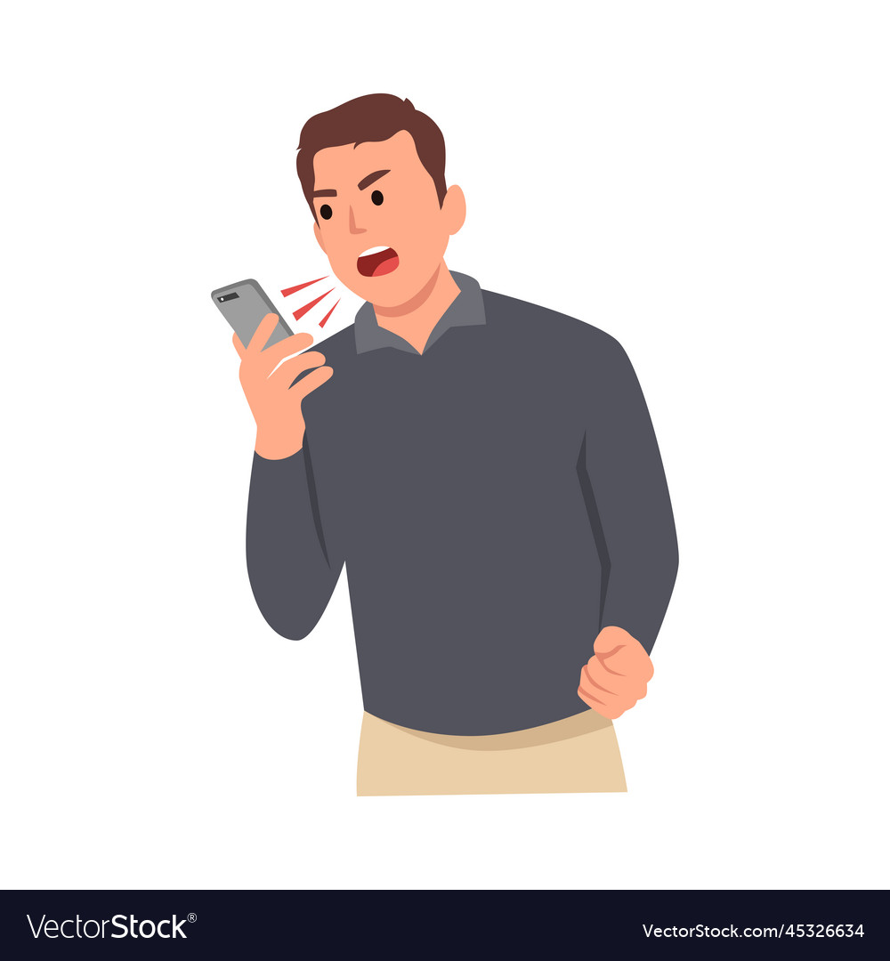 Young Businessman Angry On Smartphone Royalty Free Vector