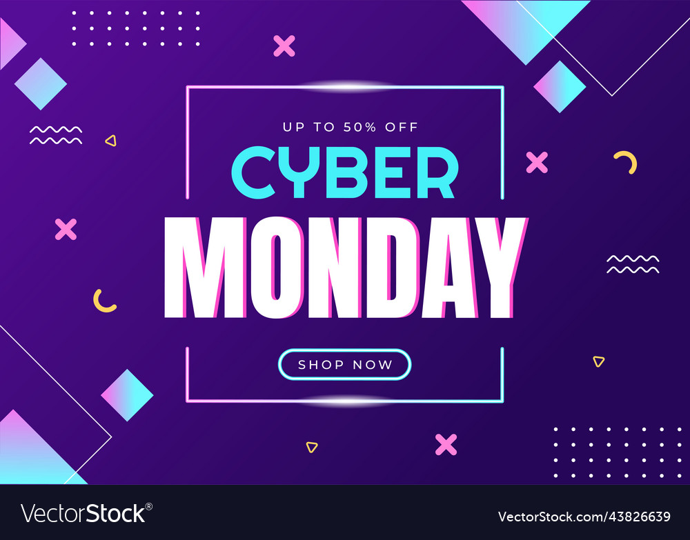 Cyber Monday Template Hand Drawn Cartoon Flat Vector Image