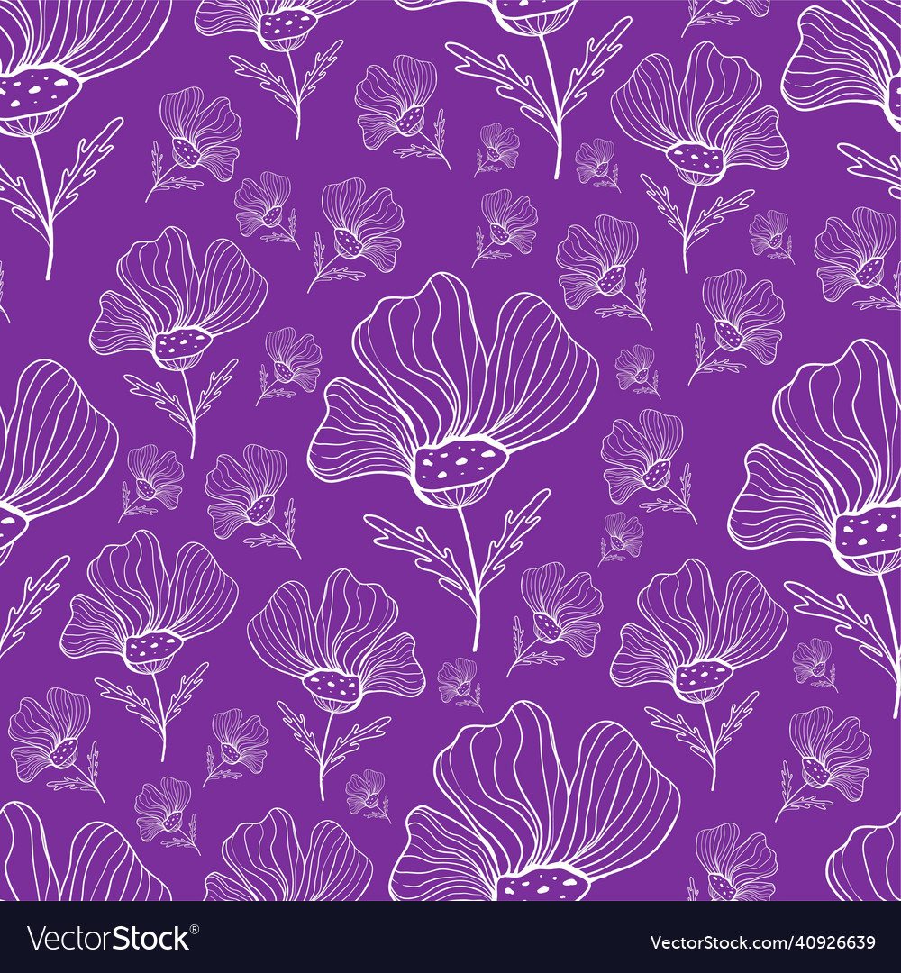 Doodle floral seamless pattern in trendy colors Vector Image