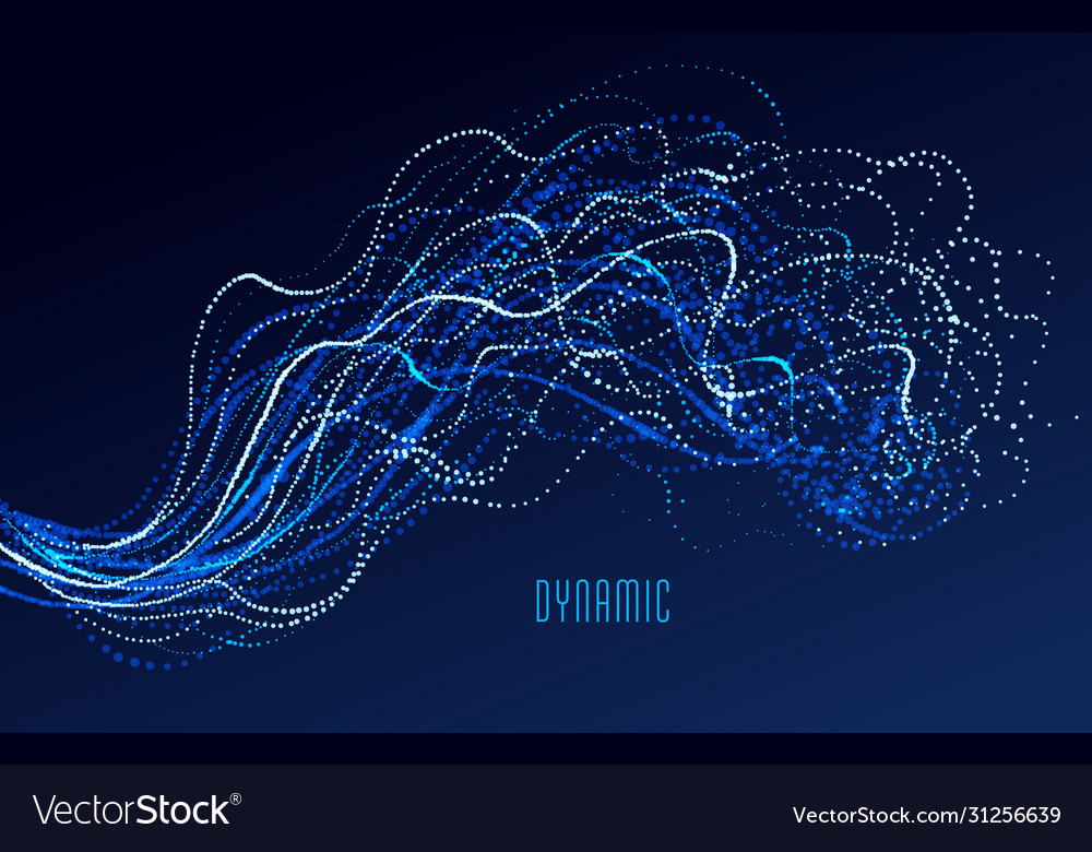 Dots particles flowing array abstract background vector image Dots particles flowing array abstract background
