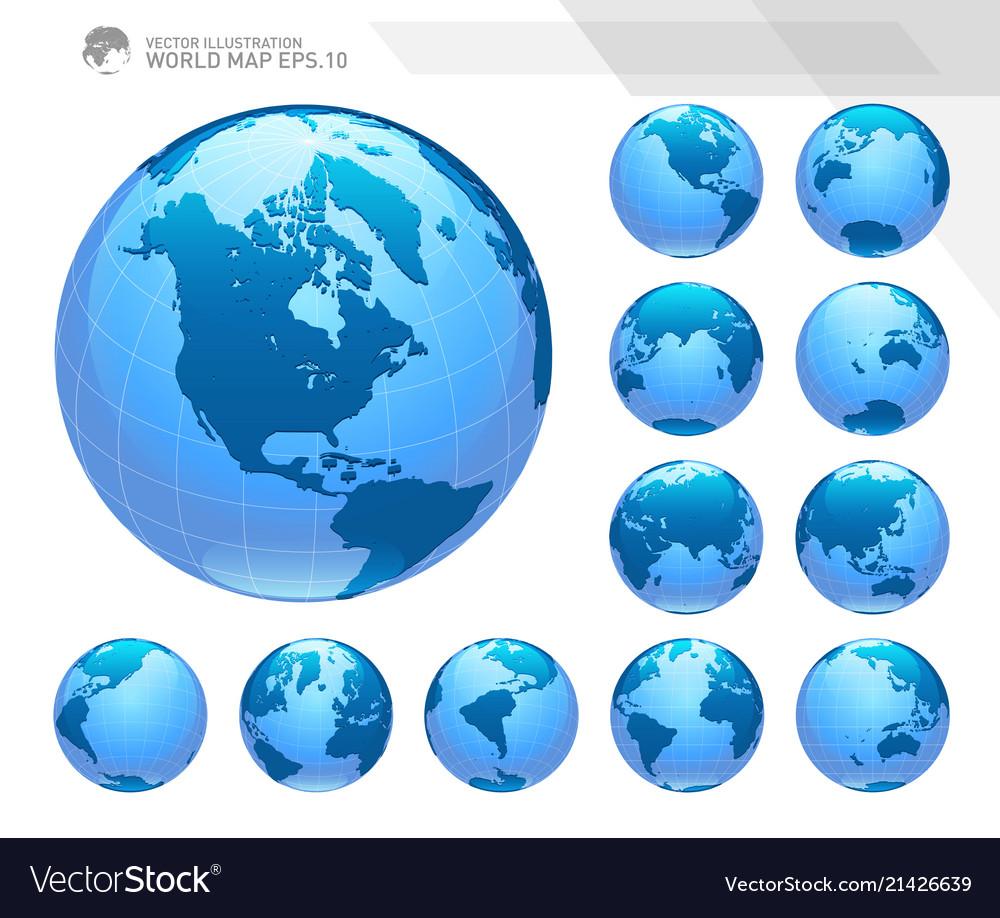 Earth Globes Sets Royalty Free Vector Image Vectorstock