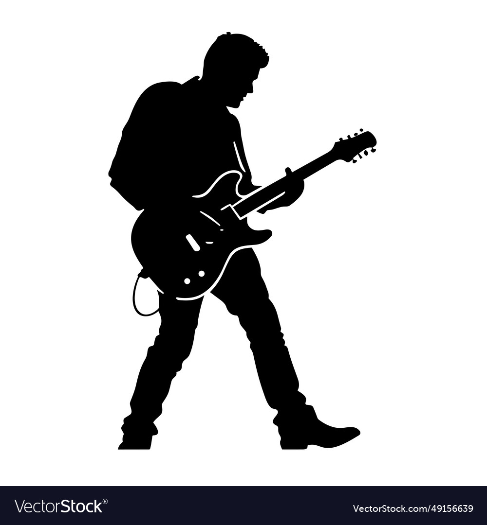 Guitarist black icon on white background Vector Image