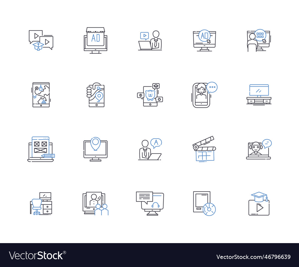 Influencer endorsement line icons collection