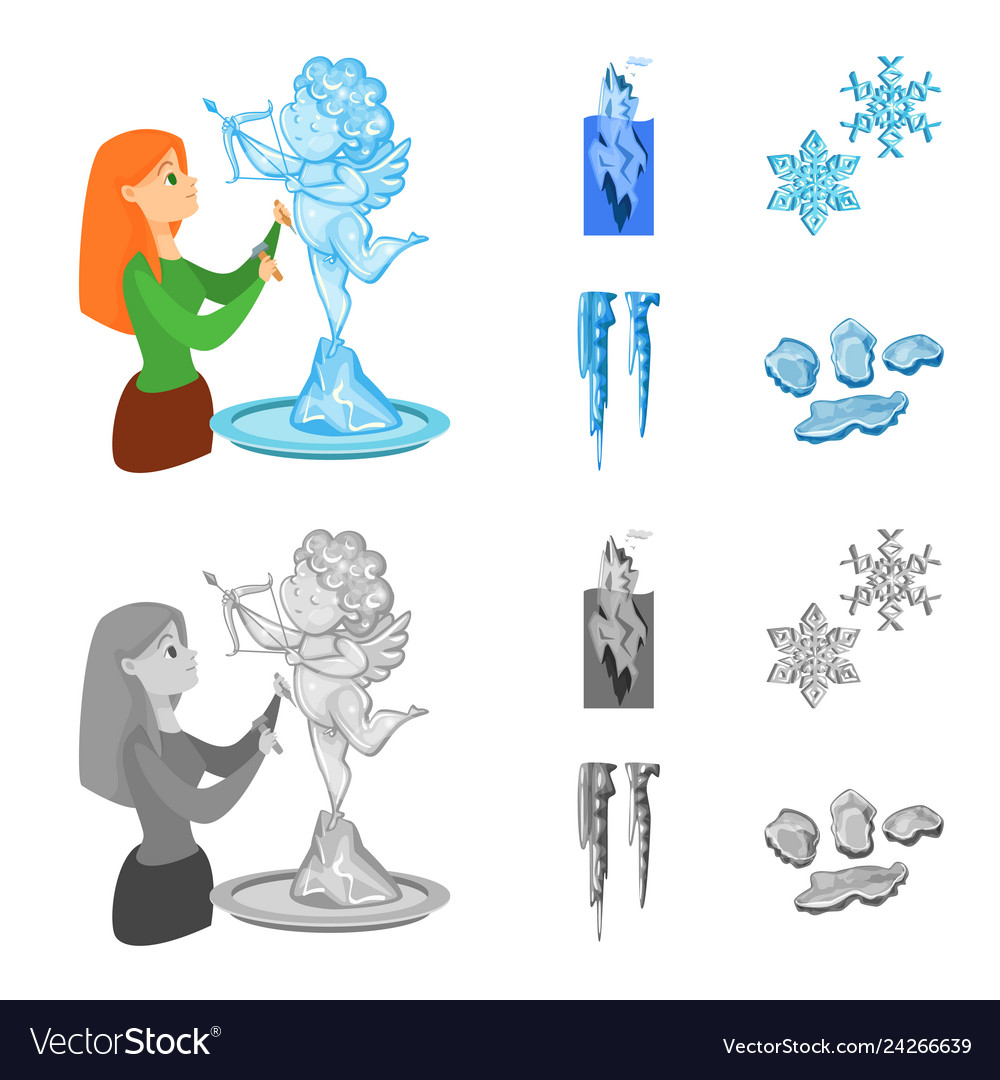 Isolated object of texture and frozen sign set vector image Isolated object of texture and frozen sign set