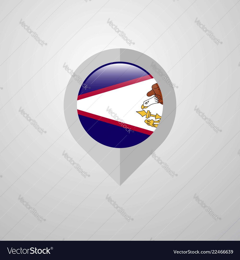 Map navigation pointer with american samoa flag