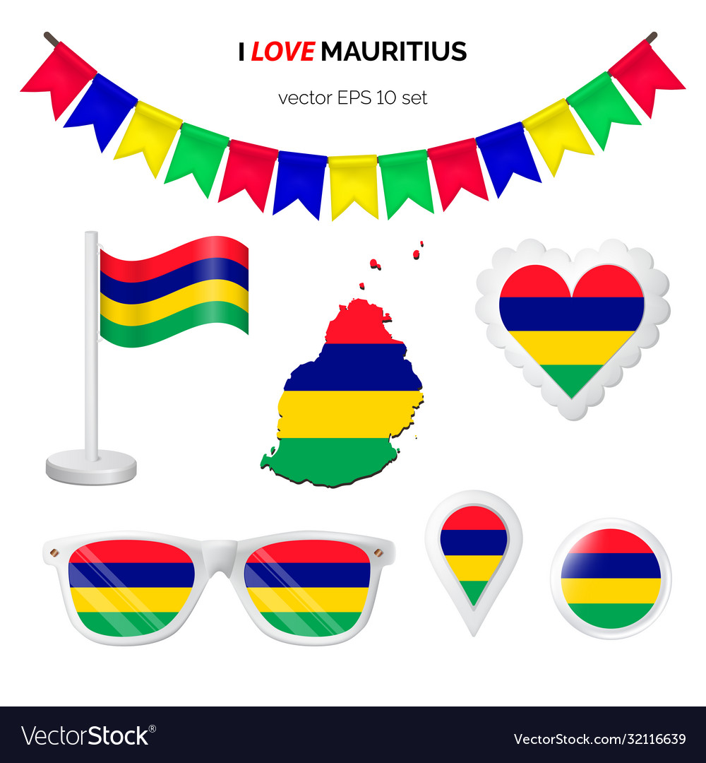 Mauritius symbols set Royalty Free Vector Image