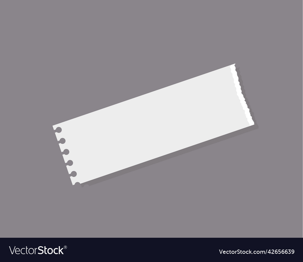 Narrow torn out notebook paper piece angled Vector Image