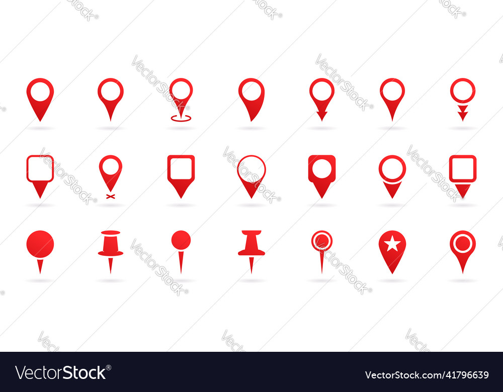 Rote Lage Stifte Schild Navigation Symbol vector image Rote Lage Stifte Schild Navigation Symbol