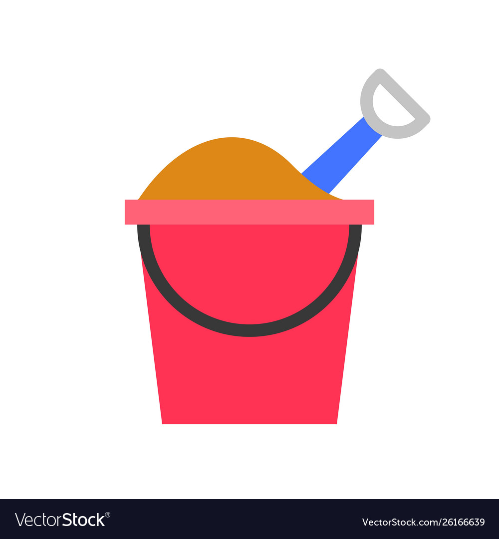 Sand bucket tropical related flat style icon