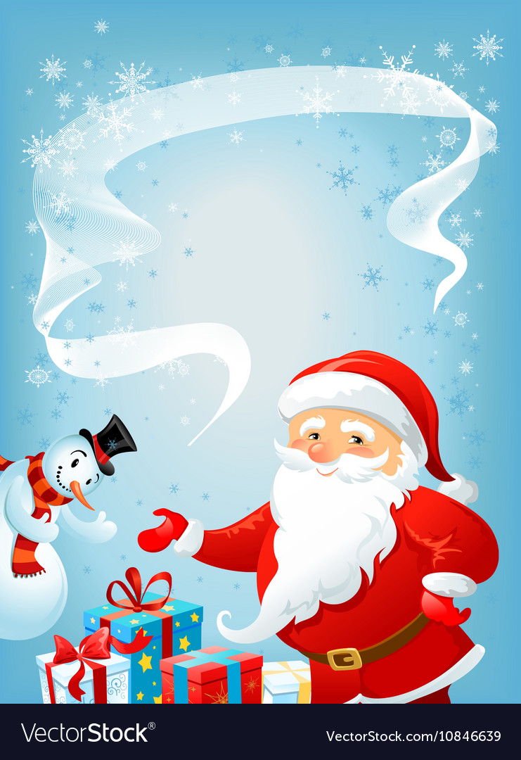 Santa Claus and Snowman Winter Scene