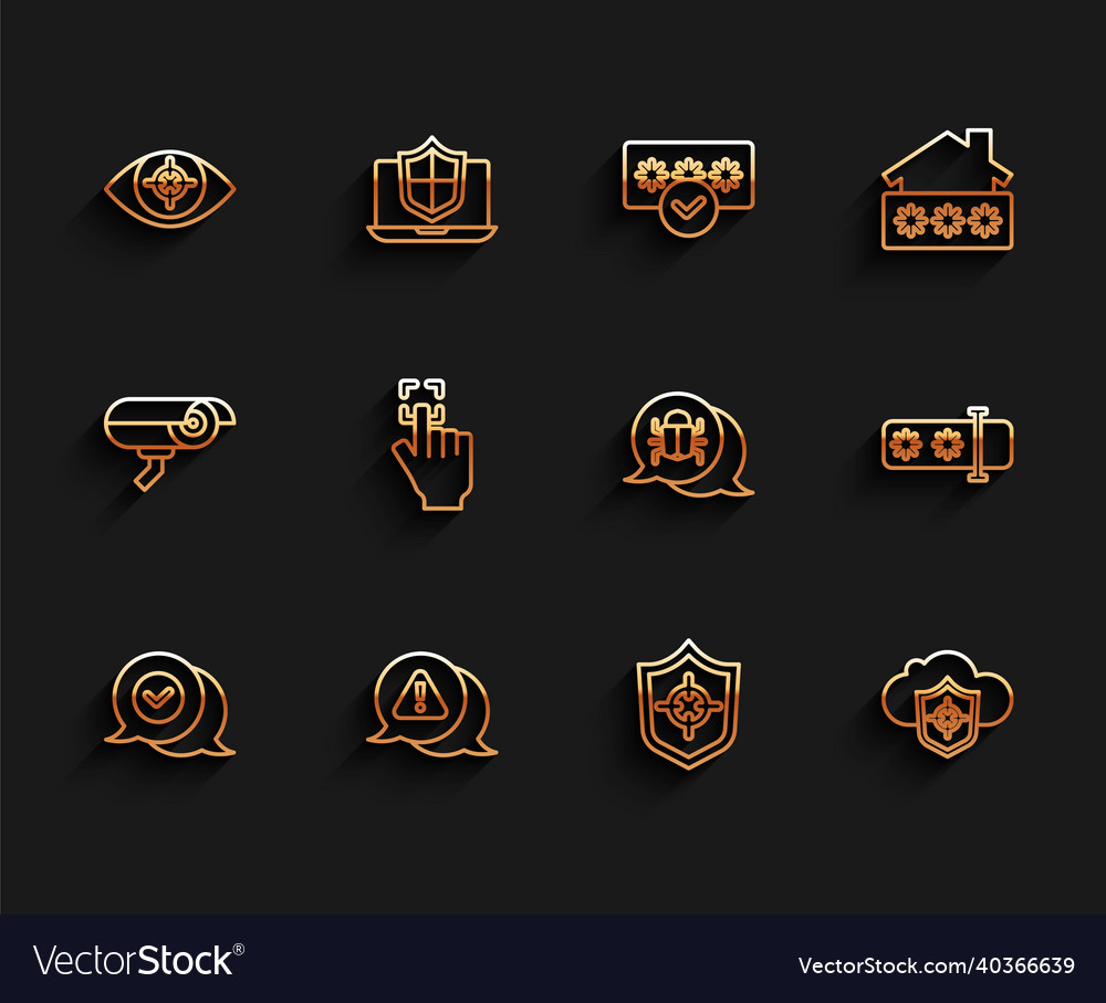 Set line check mark in speech bubble exclamation vector image Set line check mark in speech bubble exclamation
