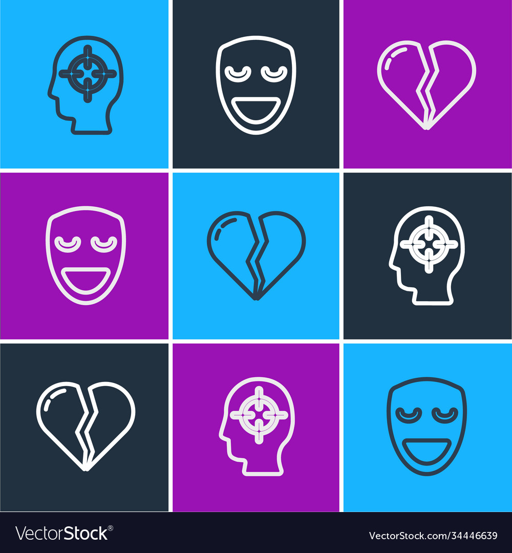 Set line finding a problem broken heart Vector Image Set line finding a problem broken heart