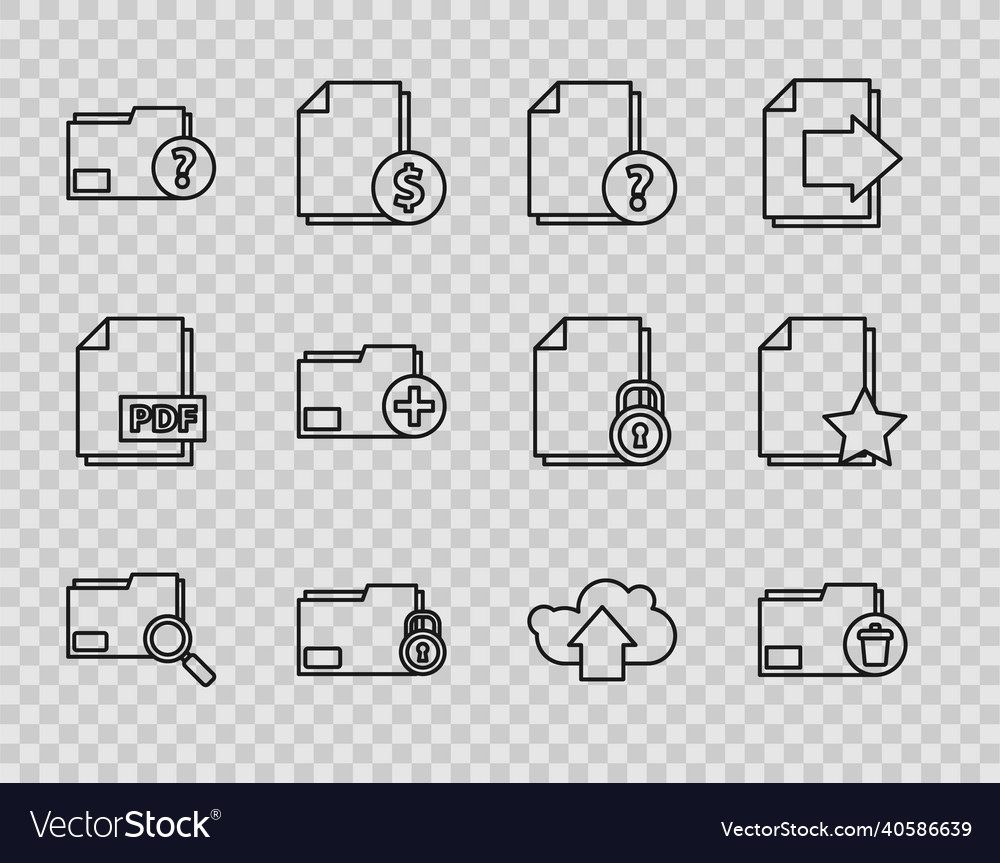 Set line search concept with folder delete vector image Set line search concept with folder delete