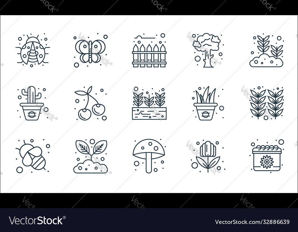 Spring line icons linear set quality vector image Spring line icons linear set quality