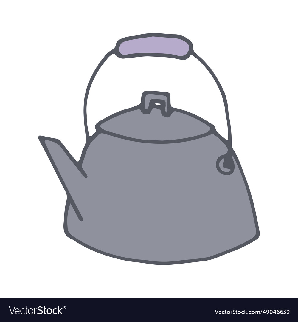 Tea kettle in doodle style old metal Royalty Free Vector