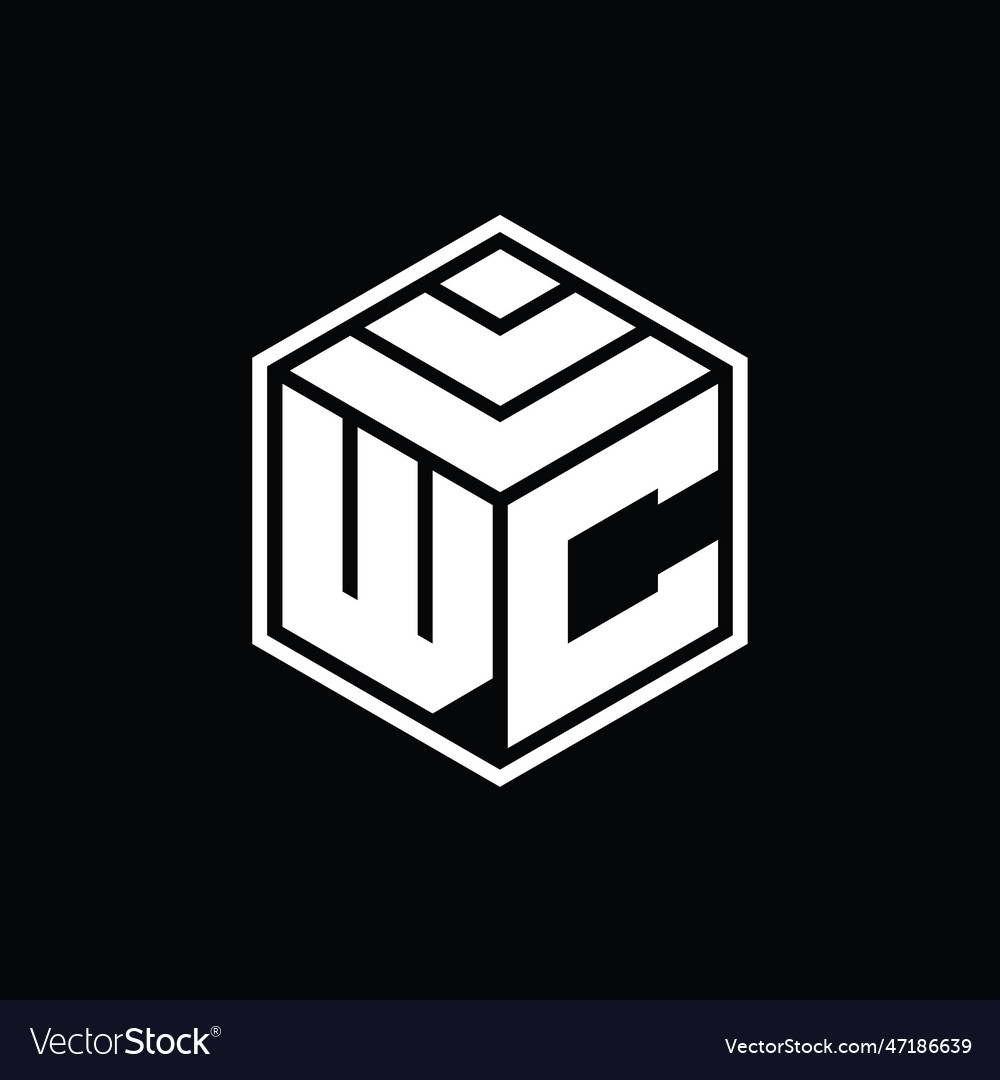 Wc logo monogram with hexagon geometric isolated