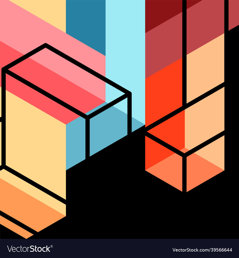 Abstract background 3d cubes cubic elements vector image Abstract background 3d cubes cubic elements