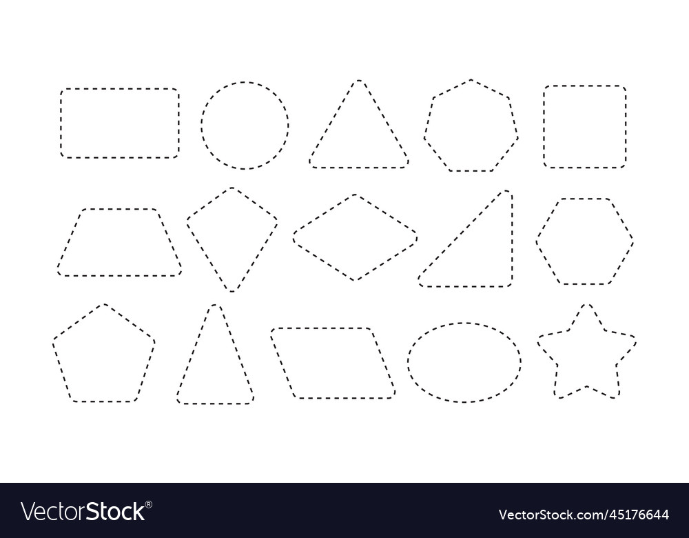 Basic 2d shape set tracing line of geometric