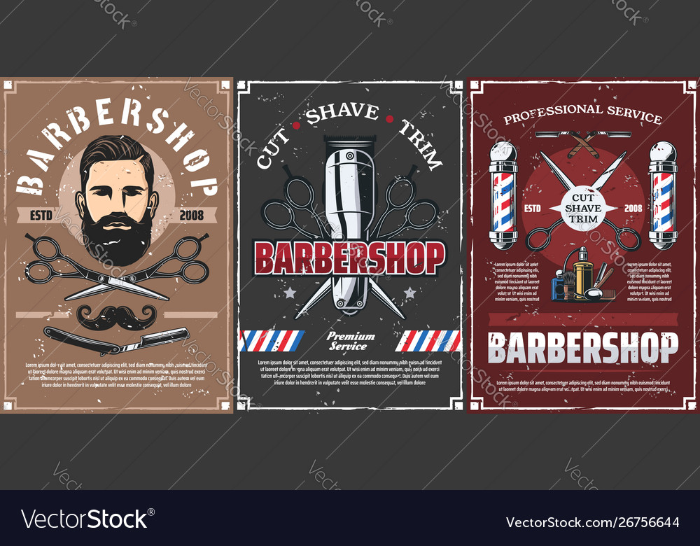 Beard Shave Men Hairdresser Haircut Barber Shop Vector Image