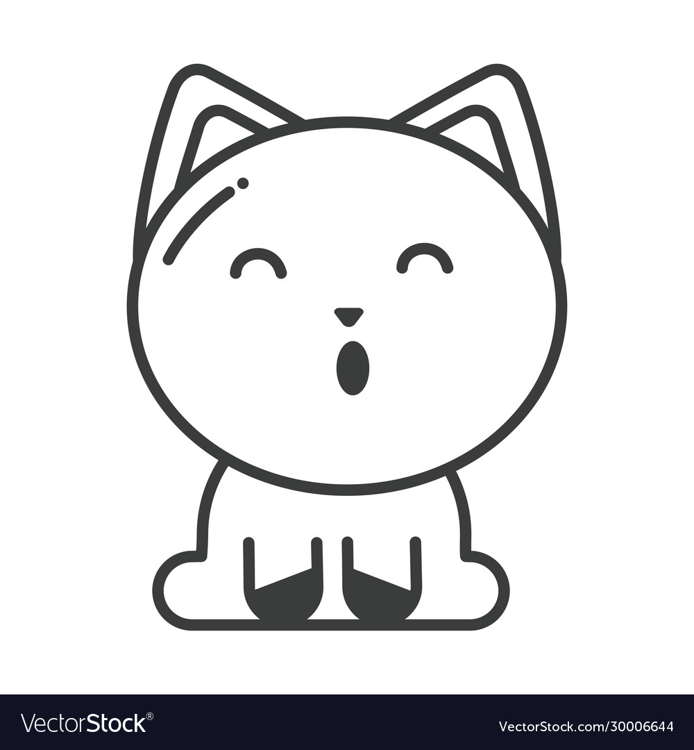 Cute cat on white background line style icon