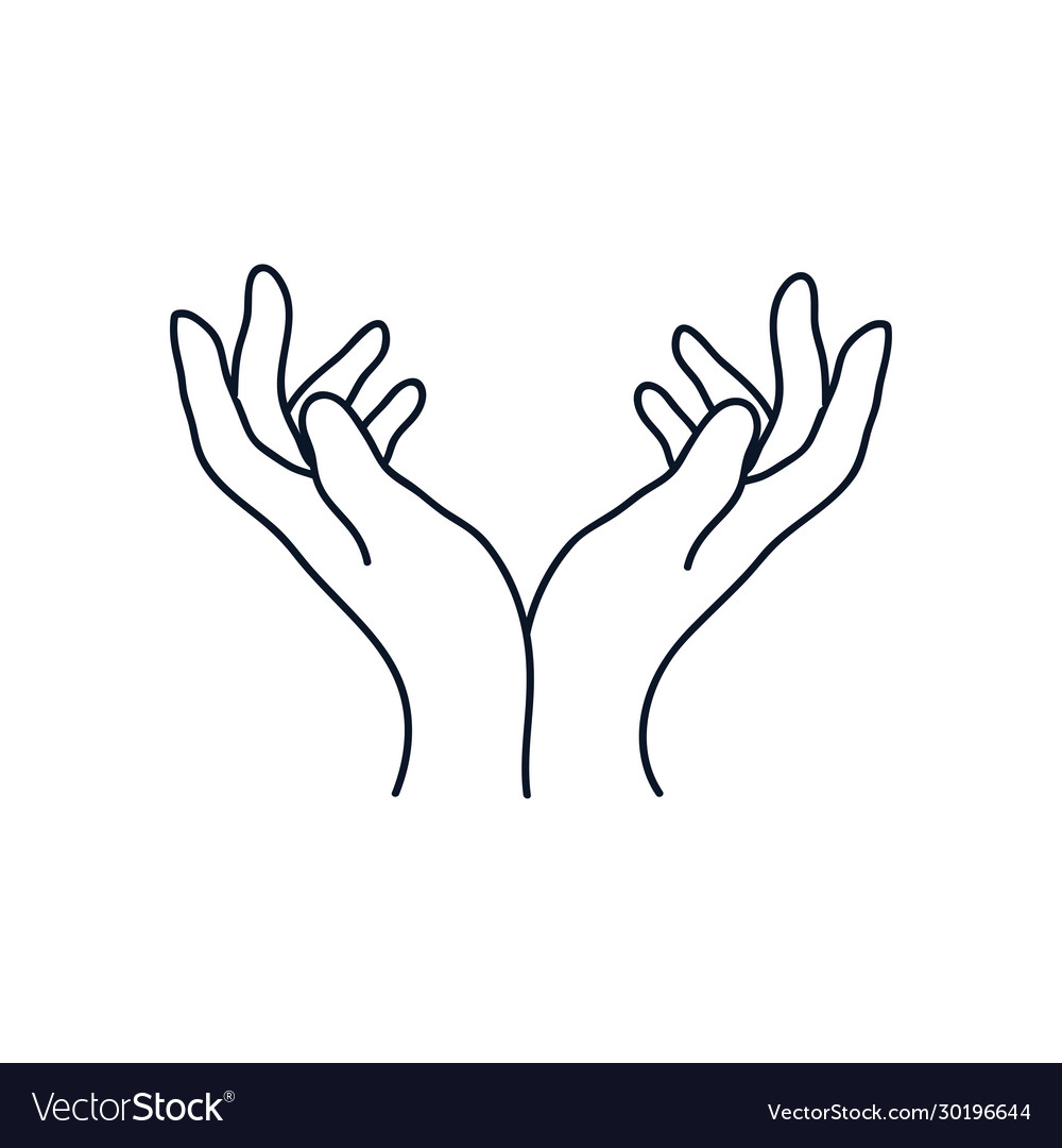 Delicate opened hands icon line style minimalist