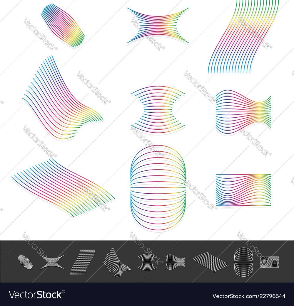 Different line design elements with spectrum vector image Different line design elements with spectrum