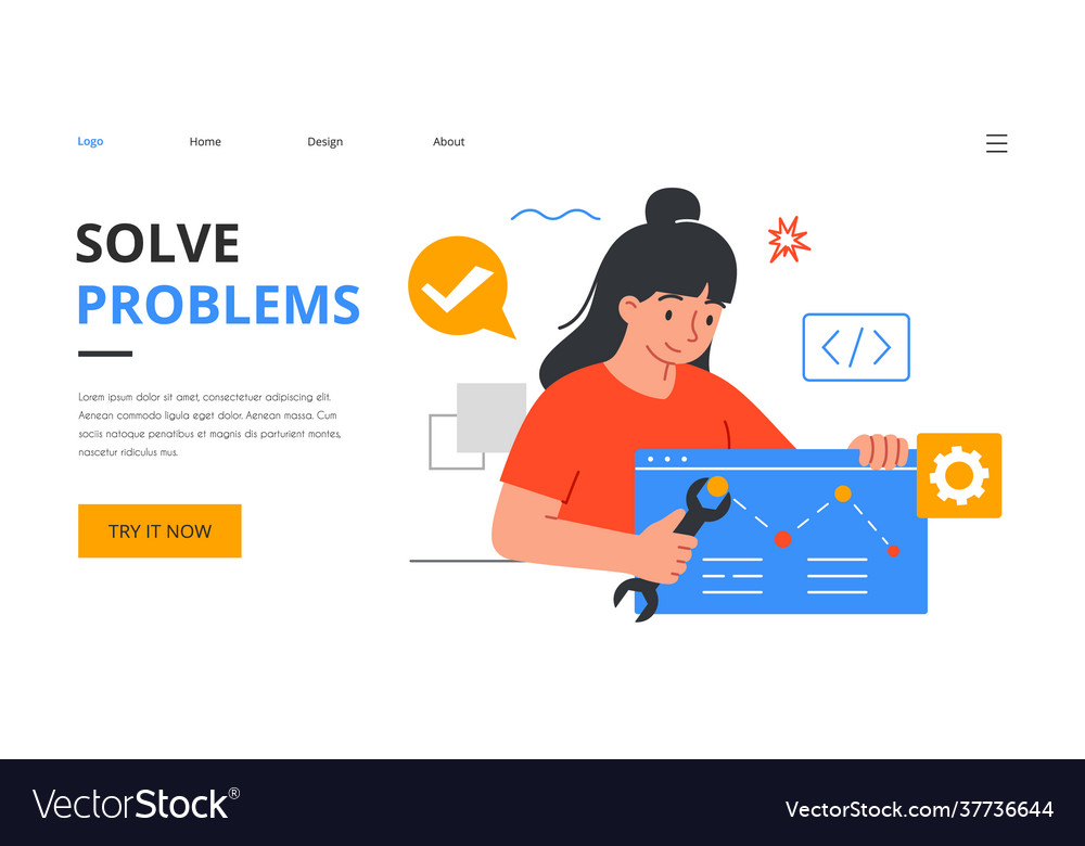 Female character fixig problem with software vector image Female character fixig problem with software